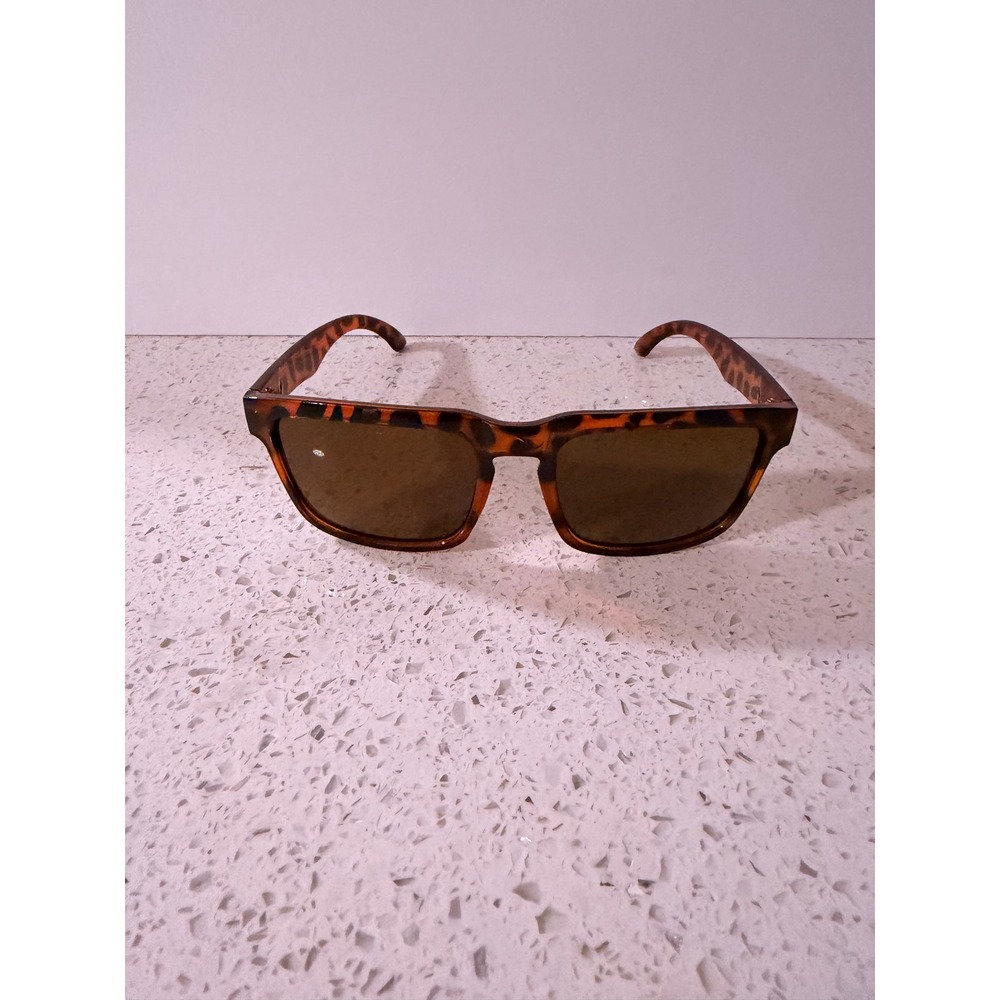 Tortoise Shell Square Sunglasses Brown Tinted Lens Animal Print Flat Top Shades